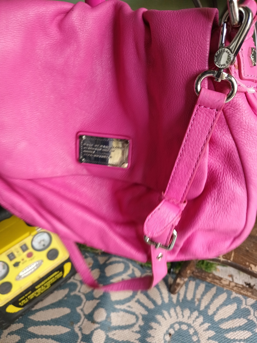 Vintage Marc Jacobs Hot Pink Leather Shoulder Bag with Silver Hardware